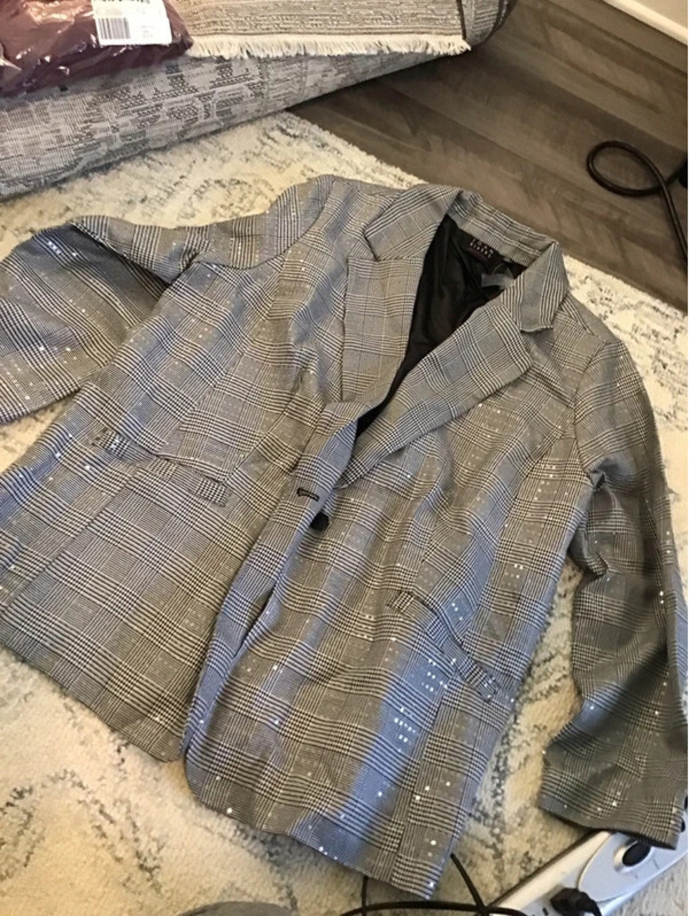 Joan rivers red carpet petite plaid sequin blazer, new, 2x